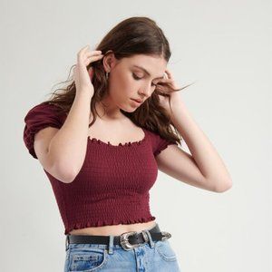 GARAGE - Smocked Puff-Sleeve Tee